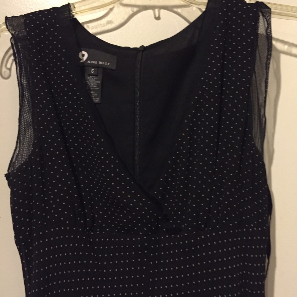 Black polka dot silk dress